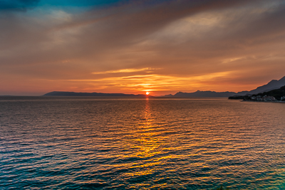 Orange Sunset In Podgora
